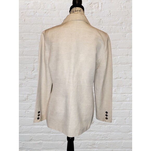 Kate Hill for Lord Taylor Linen Blend Blazer Women 8 Cream Pockets Office Career - Picture 3 of 7